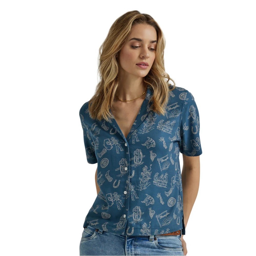 Blue Printed Women's Top